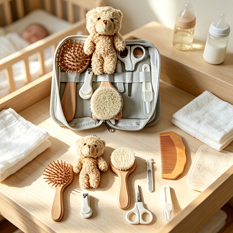Baby Products Kit Set - Draagbare houten verzorgingsset voor baby's, een